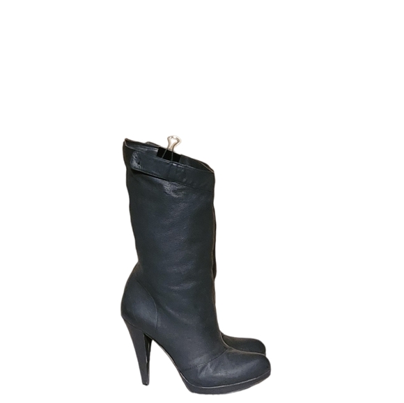 Women Vintage Leather Black Mid Calf Pirate Cut Boots By BCBG Generation Size 6B - Picture 7 of 10